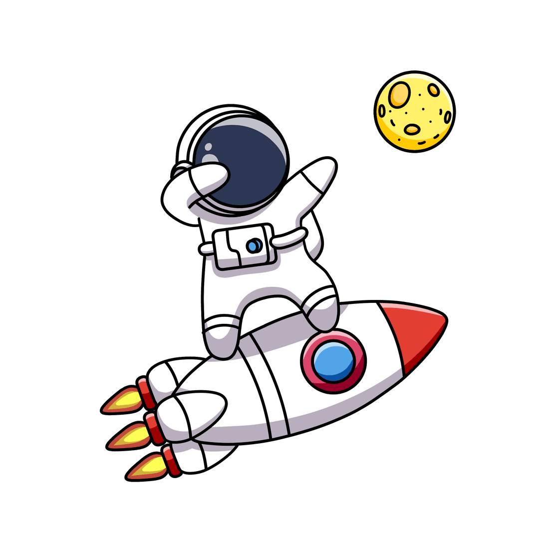 Astronaut riding rocket to the moon